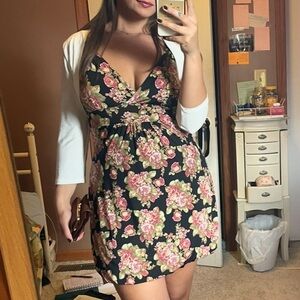 Floral Black and Pink Women's Dress